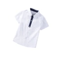 thumbnail image 2 of Baby Boy Summer Clothes Summer Kids Baby Boys Polka Dot Print Casual Short Sleeved Button Up Shirt Formal Dress Up Toddler T Shirts Navy 11 Years-12 Years, 2 of 3