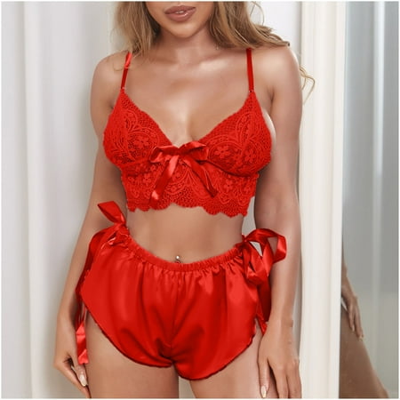 

Munlar Robes For Women Christmas Loungewear For Family Women Sexy Lace Bow Lingerie Underwear Sleepwear Underwear Satin Pajamas Sets