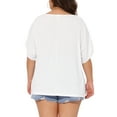 thumbnail image 4 of DARING DIVA Women's Plus Cold Shoulder Summer Blouse 1X White, 4 of 6
