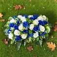 thumbnail image 5 of Artificial Cemetery Flower Saddle, 18-Stem Pomegranate Memorial Floral Arrangement, Outdoor Durable Funeral Flowers for Graveside, Headstone, and All-Season Decoration, 5 of 10