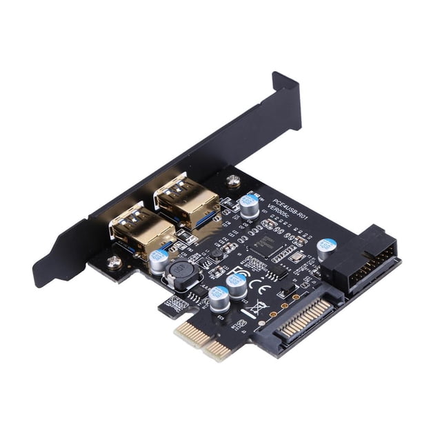 PCI-E a USB 3.0 Tarjeta de expansión PCI Express de 2 puertos Conector de alimentación de 19 pines Likrtyny Componentes de Computadoras