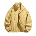 thumbnail image 6 of Women's Windbreaker Jackets without Hood Full Zip Stand Lapel Collar Windproof Waterproof Nylon Fall Coat (M, Yellow), 6 of 7