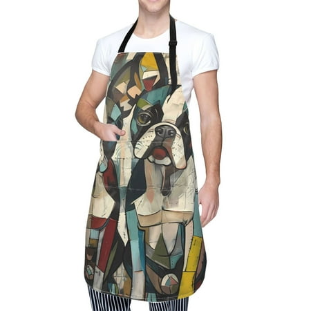 

Cauagu Colorful Bulldog Duo Aprons with Pockets Waterproof Apron for Women Kitchen Cooking Apron Adjustable Bib Aprons Chef Apron for Cooking Drawing Crafting