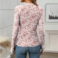 thumbnail image 4 of Kilaqueen Mesh Floral Print Womens Tops Crew Neck Long Sleeve Going Out Tops with Thumb Holes Fashion Party Outfits Shirts, 4 of 7