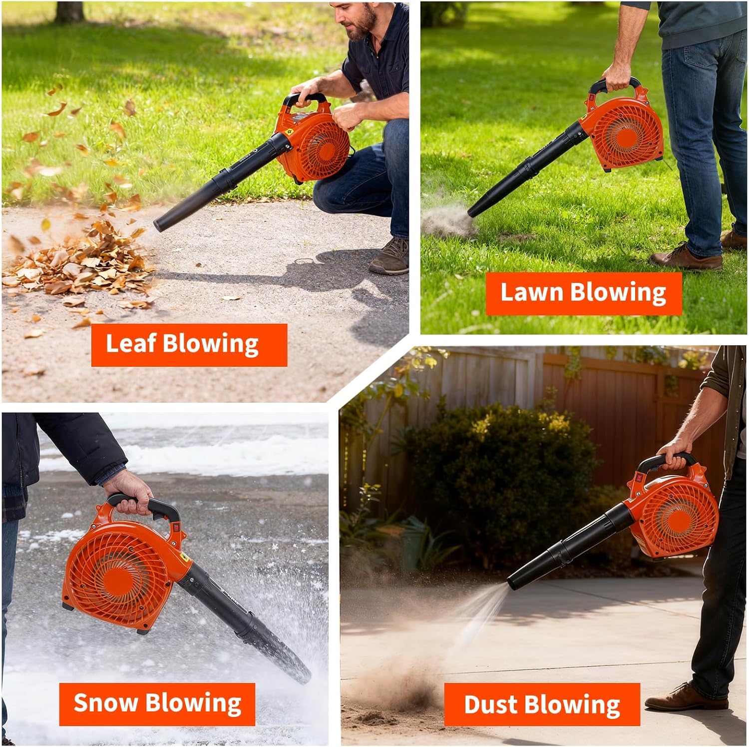 Garvee 280 mph at 490 CFM 28 CC, 2-Cycle Gas Handheld Leaf Blower, Orange