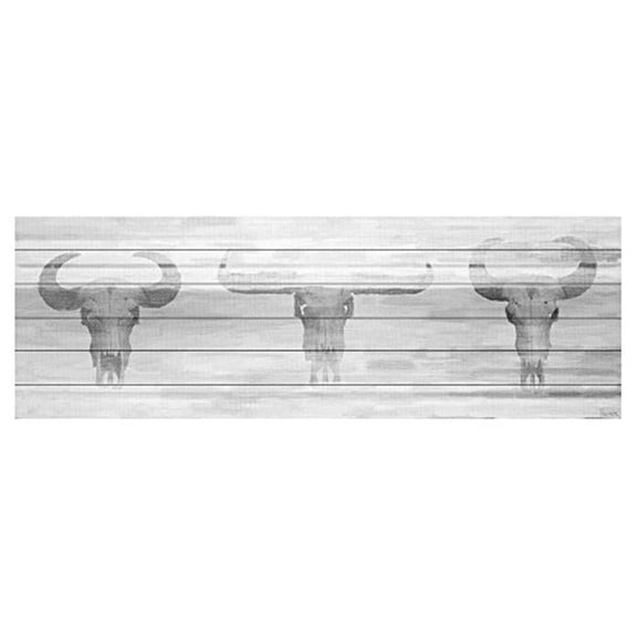 Three Skulls B&W by Parvez Taj Painting Print on White Wood