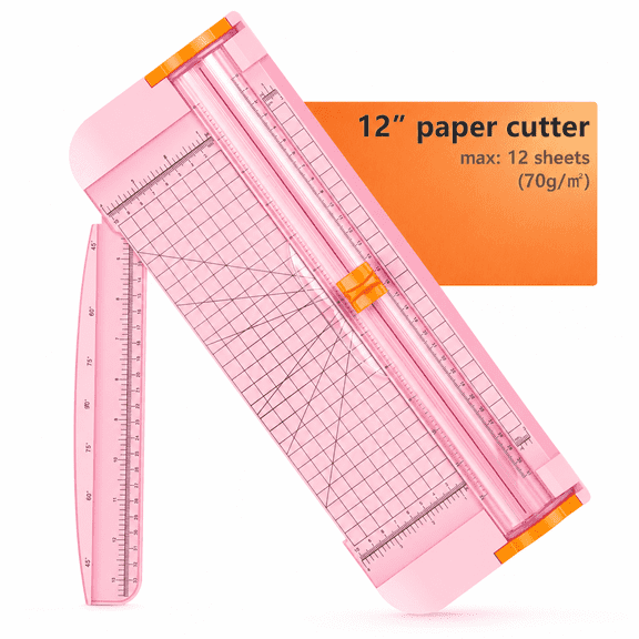 A4 Paper Cutter, 12 inch Slider Trimmer with Security Blade and Foldable Ruler, for Crafting, Scrapbooking, Cardstock & Photo