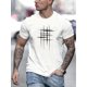 thumbnail image 1 of Men's Casual Short Sleeve T-Shirt - Round Neck, Soft Polyester Fabric, Geometric Black Line Design, Summer Style Tee for Casual Attire, 1 of 5