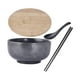 thumbnail image 2 of Round Noodles Tableware Food Containers Japanese Style Stackable Wooden Lid Dinnerware 1500ml Porcelain Ramen For Rice Udon Gris Baoblaze tazón de fideos, 2 of 5