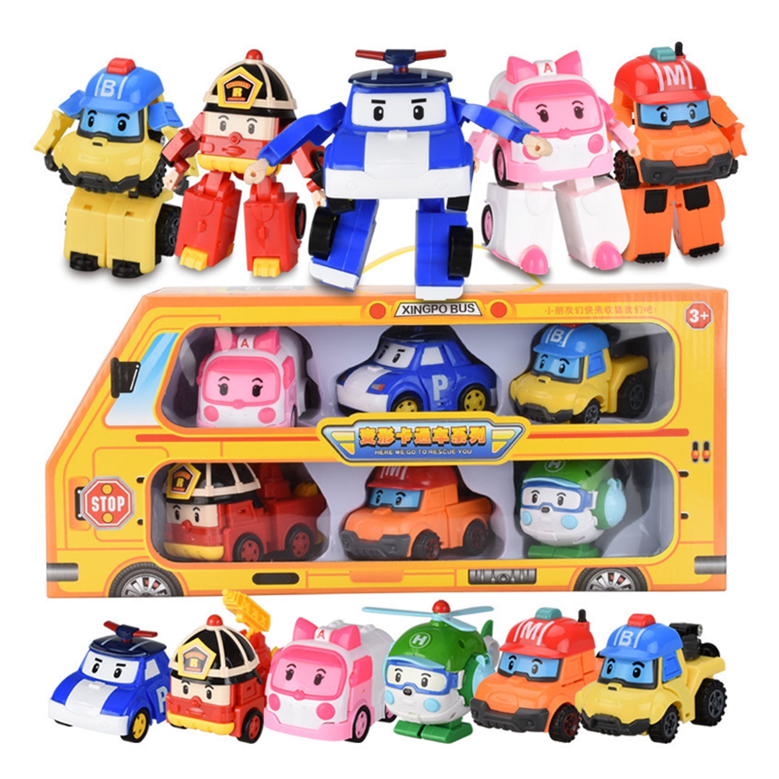 Robocar Poli Poli + Amber + Roy + Helly Transforming Robot Toys, 4