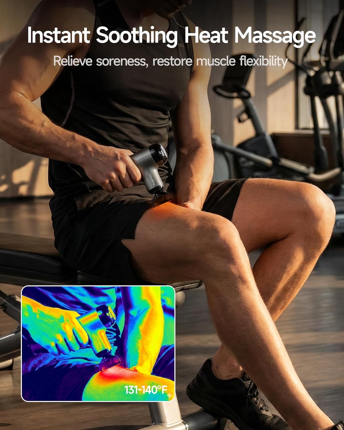Mini Massage Gun with Heat, Deep Tissue Percussion Massager for Athletes