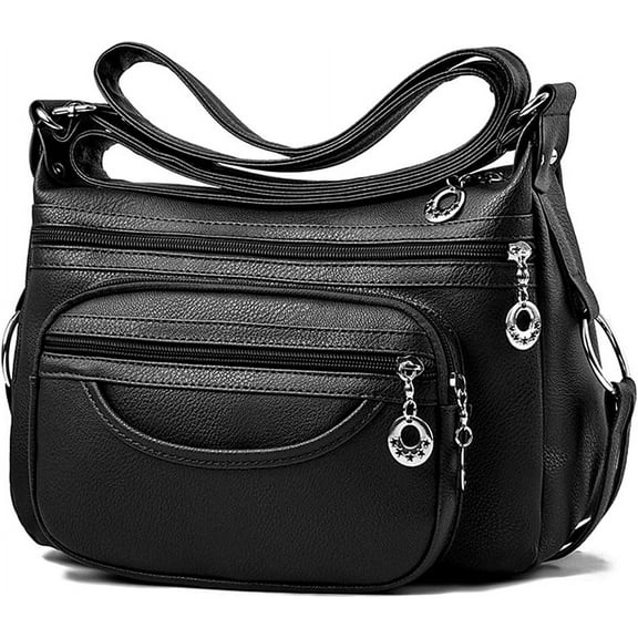Leather Crossbody Bag for Women Multi Pockets Shoulder Purse Lightweight Messenger Bag Ladies Pocketbook