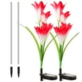 thumbnail image 4 of Spencer 2 Pack Outdoor Solar Garden Stake Lights Solar Powered Lights with 8 Lily Flowers, 7 Color Changing LED Solar Garden Lights for Patio, Yard, Lawn, Pathway (Red), 4 of 11