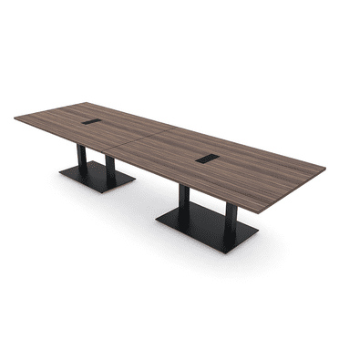 12 Person Rectangular Powered Modular Conference Table Metal Bases