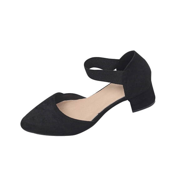TAGOLD Womens Low Heels Shoes,Women's Fashionable Casual Versatile Plus Size Elastic Slippers Solid Color Pointed Toe Closed Toe Heel Low Heel Shoes