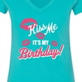 thumbnail image 4 of Inktastic Kiss Me Its My Birthday Women's V-Neck T-Shirt, 4 of 5