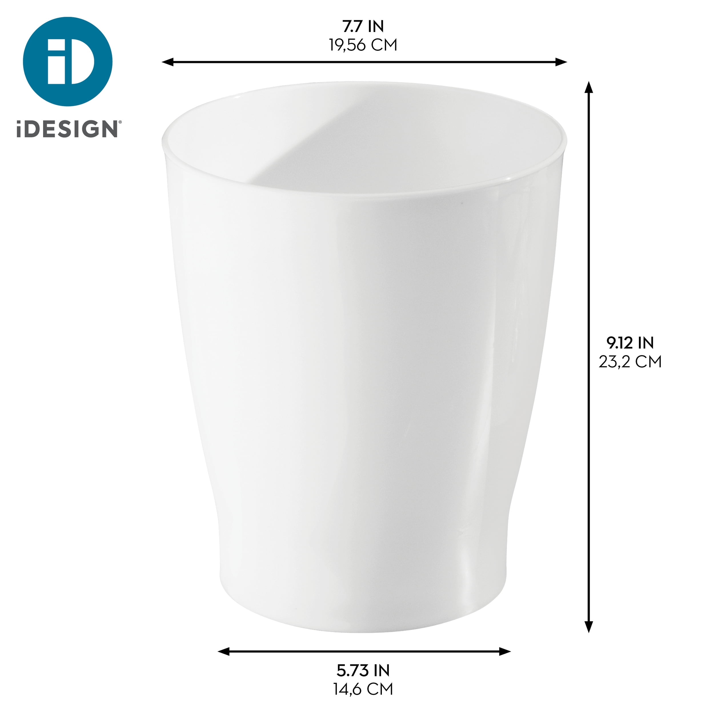 Small Round Plastic Bathroom Trash Can - Slim Trash Can for Bathroom, Bedroom, or Home Office - Made in USA
