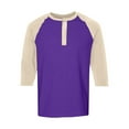 thumbnail image 7 of Hearthz Men's 3/4 Sleeve Baseball Raglan T-Shirts S-3XL,Big and Tall Henley Tops Cotton Sport Athletic Jersey Tee Shirt ,Purple XL, 7 of 7