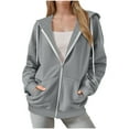 thumbnail image 2 of BLCHUNen Hoodies for Women Full Zip up Cardigan Long Sleeve Drawstring Tops Casual Active Athletic Sports Sweatshirts with Pockets, 2 of 7