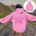 thumbnail image 2 of Hoodies for women Drawstring Long Sleeve Pink Ribbon Graphic Breast Cancer Awareness Hooded Sweatshirts with Pockets Casual Pullover Tops, 2 of 8