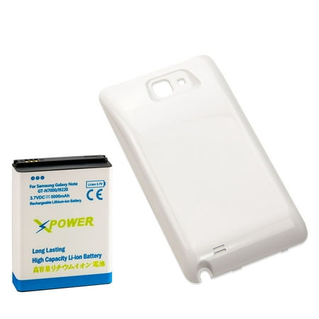 X Power 5000mAh Extended Battery + White Door For Samsung Galaxy Note