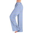 thumbnail image 2 of Pajama Pants with Drawstring Elastic Waist, Plaid Print Sleepwear, Comfortable Straight Leg Loose Lounge Pants for Women, Versatile for Home,Blue,XL, 2 of 4
