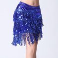 thumbnail image 2 of Lovskoo Women's Sequin Tassel Hip Skirts Fashion Belly Dance Layer Fringe Waist Belt Hip Scarf Lace-Up Skirt Blue, 2 of 4