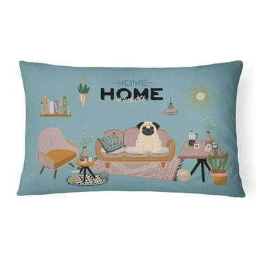 Sweet Home Dog Art Canvas Fabric Decorative Pillow