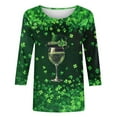 thumbnail image 5 of Wowcloth Woman's St. Patrick's Day Print T-Shirt, Round Neck with 3/4 Sleeves Loose Fit, Casual Top Blouse for Festival and Daily Wear, 5 of 5