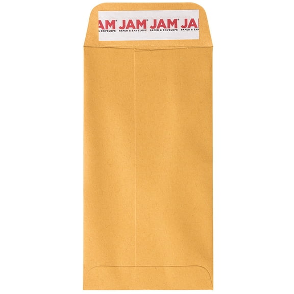 JAM Paper No. 7 Coin Business Envelopes, 3 1/2 x 6 1/2, Brown Kraft Manila, 250 per Box