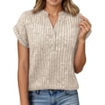 thumbnail image 2 of T Shirts for Women 2026 Summer Short Batwing Sleeve V Neck Ribbed Dressy Casual Office Work Tshirt Blouse, 2 of 6