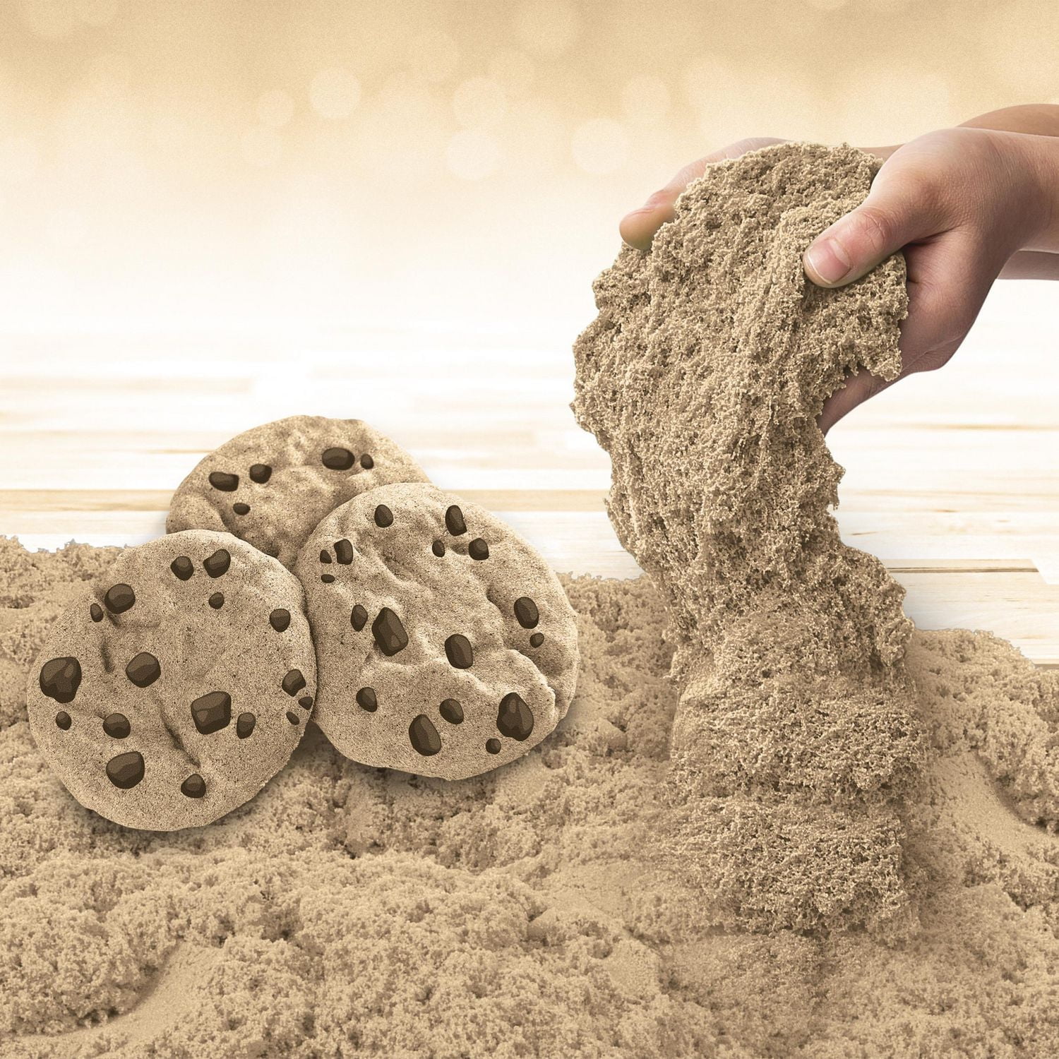 Kinetic Sand Scents, 227 g de sable Kinetic Sand brun clair, parfum Biscuit en folie, pour les enfants à partir de 3 ans
