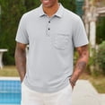 thumbnail image 2 of Men's Big and Tall Golf Polo Shirts Short Sleeve Pocket Performance Moisture Wicking Quick Dry Cotton Striped Golf Shirts for Men Size M-4XL Khaki, 2 of 5