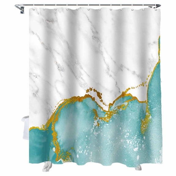 Shower Curtain Turquoise Marble Shower Curtains for Bathroom Bathtub, Waterproof Fabric Shower Curtain Set with Hooks, Extra Long 72" x 78" White Modern Abstract Art Luxury