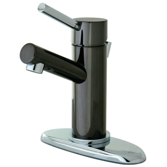 Kingston Brass NS8427DL Water Onyx Single-Handle 4" Centerset Bathroom Faucet with Brass Pop-Up, Black Stainless Steel/Polished Chrome