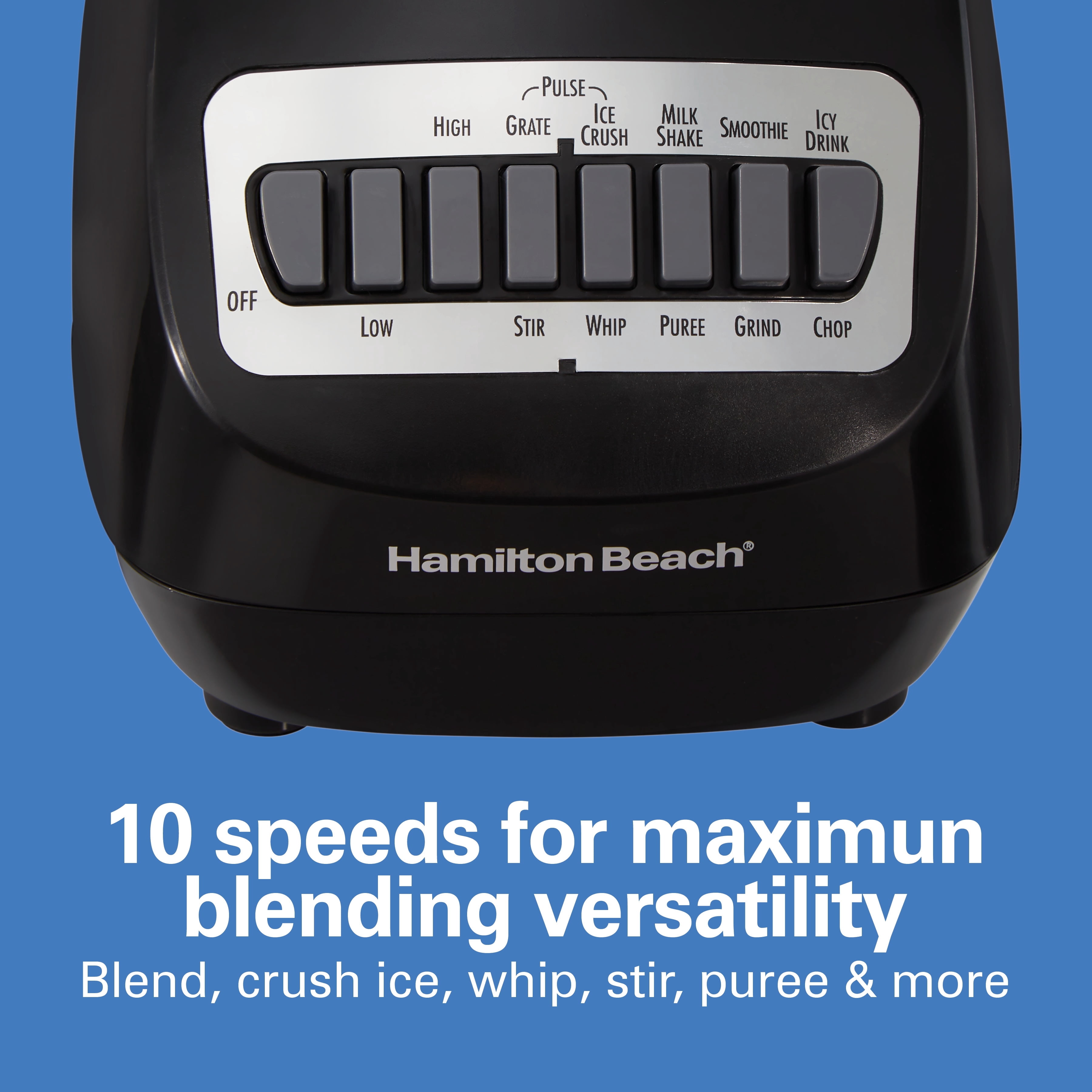 Hamilton Beach Smoothie Blender, 56 oz. Jar, 10 Speeds, New, Black, 50190F