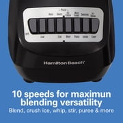 Hamilton Beach Smoothie Blender, 56 oz. Jar, 10 Speeds, New, Black, 50190F