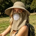 thumbnail image 3 of SAWOBUUN Women Sun Hat Wide Brim Breathable Fishing Hat UV Protection Lightweight Cap with Face Cover, 3 of 5
