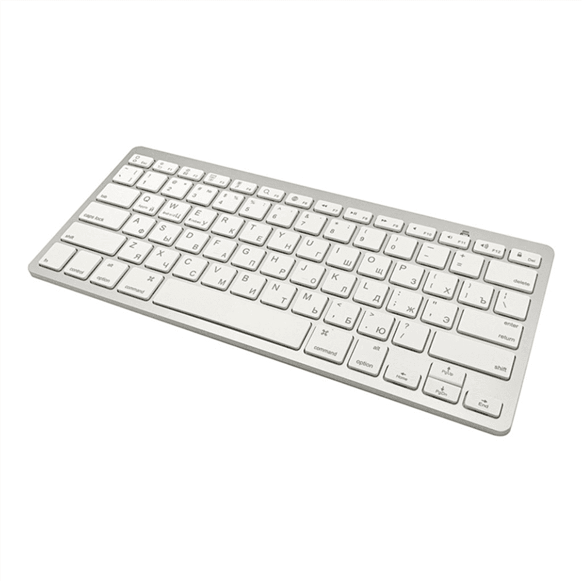 Russian Multifunctional and Practical Small Language Convenient and Easy to Use Wireless Bluetooth Keyboard plastic white&silver,1 x Keyboard