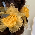 thumbnail image 7 of Tnobhg Women Hair Claw Fake Flower Decor Mesh Retro Rose Strong Claw Anti-slip Anti-break Lightweight Lady Hair Clamp Hair Gripper Ponytail Holder Clip, 7 of 7