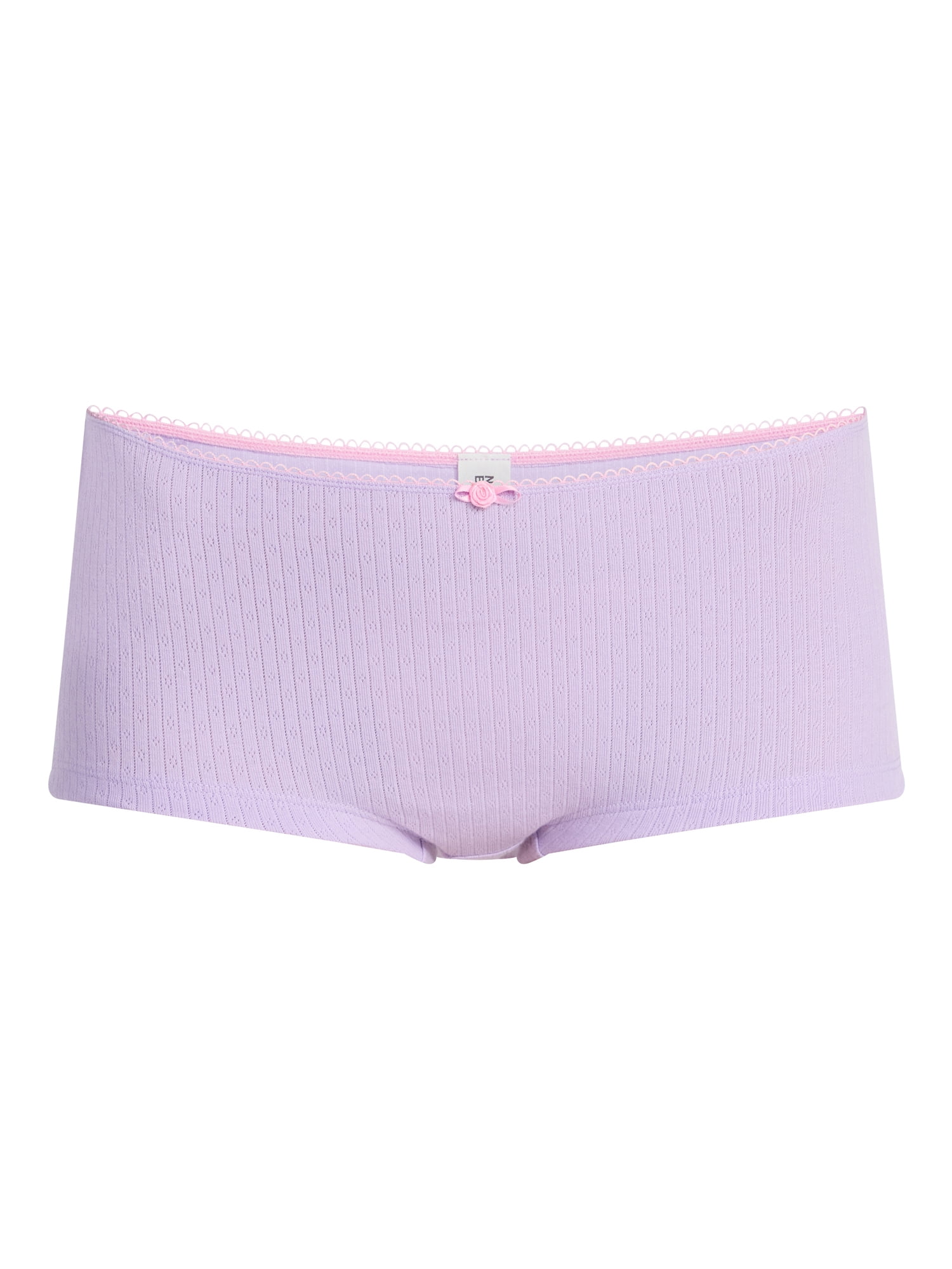 No Boundaries Cotton and Pointelle Boyshort Panties, 3-Pack, Women's XS-XXXL