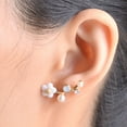 thumbnail image 2 of Ayyufe 1 Pair Women Flower Pearl Rhinestone Earrings Ear Studs for Party, 2 of 7