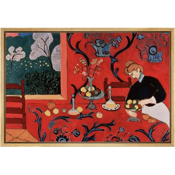 IDEA4WALL Framed Wall Art Woman with Floral Kitchen & Fruit Bowl Cultural Historic Illustrations Fine Art Traditional Canvas Print for Cafe Shop, Restaurant, Lobby - Natural 24"x36"