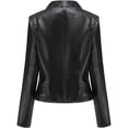 thumbnail image 3 of Chaqueta de cuero para mujer Chaqueta corta de motociclista Chaqueta de cuero con cremallera y cuello de solapa Chaqueta de transición Chaqueta corta (L), 3 of 4