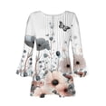 thumbnail image 4 of CYMMPU Spring Tunic Tops Boho Blouses for Women Dressy Casual Loose Fit Flower Pattern 3/4 Sleeve Button V Neck Flare Sleeve Fall Trendy Shirts Pleated Dressy T-Shirts Gray L, 4 of 5