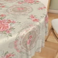 thumbnail image 4 of MIZHONA Pink Floral Rose Round Tablecloth,Beige Table Cloth for Round Table,Kitchen Party Outdoor Decor，72", 4 of 4