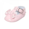 thumbnail image 5 of Topwoner Newborn Baby Girls Shoes PU Leather Bow Buckle First Walkers Soft Soles Non-slip Footwear Crib Shoes 0-18M, 5 of 6
