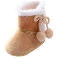 thumbnail image 5 of Actoyo Toddler Boots Winter Baby Girl Shoes Soft Sole Anti-Slip Warm Snow Boots Prewalker Shoes Brown 0-6 Months, 5 of 6