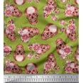 thumbnail image 1 of Soimoi Poly Georgette Fabric Skull & Begonia Floral Print Fabric by The Yard 52 Inch Wide, 1 of 3