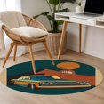 thumbnail image 5 of 3ft Washable Round Rug, Abstract Art Non-Slip Circle Area Rug for Bedroom Bedside, Truck Mountain Sun Soft Indoor Floor Mat for Home Decor, 5 of 9